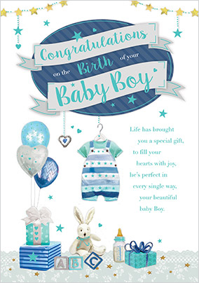 WINNIE THE POOH New Baby Card Baby Boy Grandson Son Nephew 