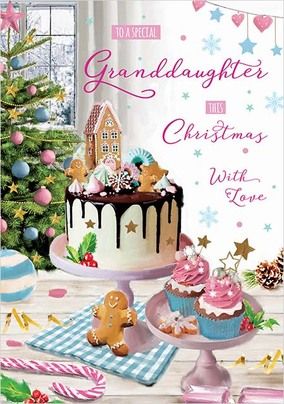 Granddaughter at Christmas Cake Card