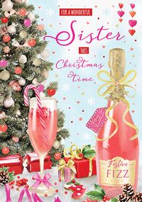 Sister Festive Fizz Christmas Card