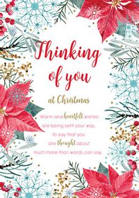 Thinking of You at Christmas Poinsettia Card