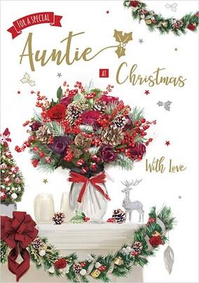 Auntie at Christmas Bouquet Card