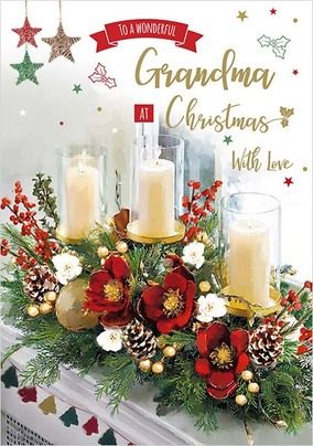 Grandma Christmas Candles Card