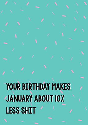 January About 10% Less Sh*it Birthday Card