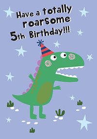 Totally Roarsome 5th Birthday Card