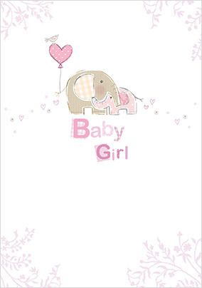 Baby Girl Pink Elephant Card