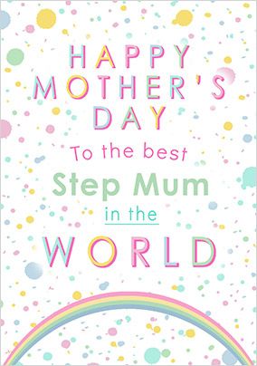 Best Step Mum Mother's Day Rainbow Card