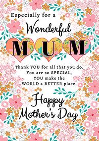 You Make The World A Better Place Mother's Day Card