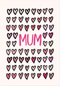 Pink Hearts Mother's Day Card