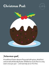 Christmas Pud Definition Funny Card
