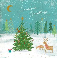 Season's Greetings Scenic Reindeer Christmas Card