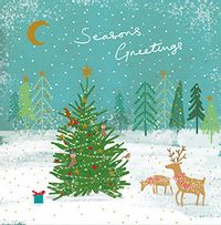 Tap to view Season's Greetings Scenic Reindeer Christmas Card
