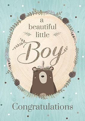 Beautiful Little Boy New Baby Card - Winter Wonderland