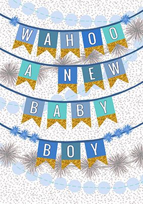 A New Baby Boy Bunting Card