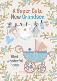 Beautiful New Baby Grandson Card