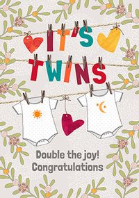 Congratulations it's New Baby Twins Card
