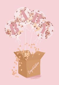 Tap to view Baby Girl Balloons New Baby Card