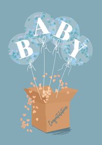 Tap to view Baby Boy Balloons New Baby Card