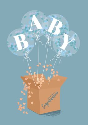 Baby Boy Balloons New Baby Card