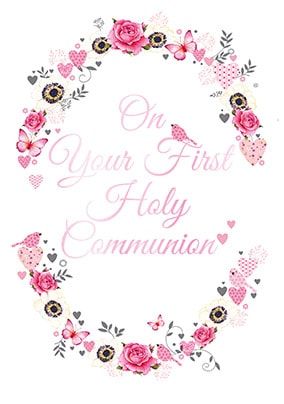 First Holy Communion Pink Card