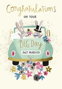 Just Married Rabbits Card