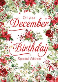 Tap to view December Birthday Floral Christmas Card