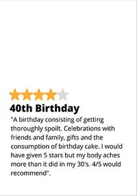 Review 40th Birthday Card