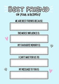 Best Friend Reasons Birthday Card