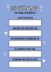 Tap to view Husband On Your Birthday Card