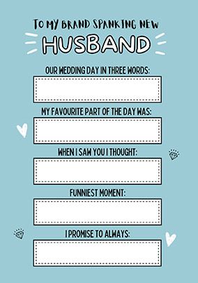 Brand Spanking New Husband Wedding Card