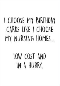 Low Cost in a Hurry Birthday Card