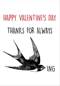 Swallow Valentine's Day Card