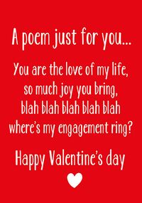 Tap to view Funny Engagement Poem Valentine's Day Card