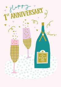 Happy 1st Anniversary Champagne Card