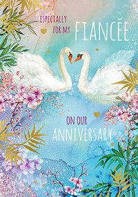 Fiancée on Our Anniversary Swans Card