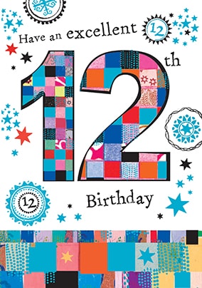 Excellent 12th Birthday Card | Funky Pigeon