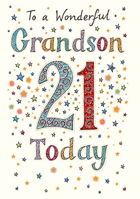 Paper & Party Supplies Grandson 21st Birthday Card Grandson Birthday ...