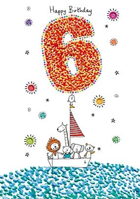 Happy 6th Birthday Card - Sugar Pips