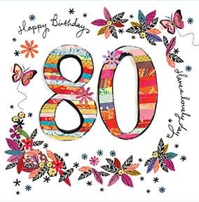 80 Happy Birthday Card - Artisan