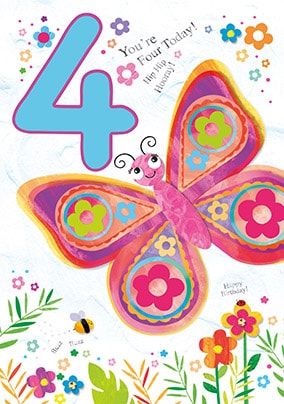 4 Today Butterfly Birthday Card - JoJo's Jungle