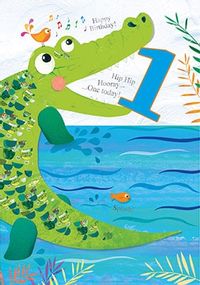 Tap to view 1 Today Crocodile Birthday Card - JoJo's Jungle