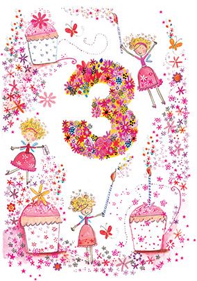 3 Fairy Cupcakes Birthday Card - Daisy Patch
