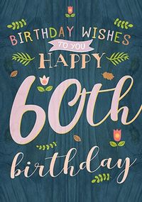 Paper Wood Birthday Card - Happy 60th Birthday