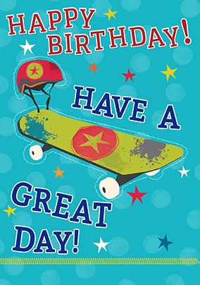 Boys Skateboard Birthday Card