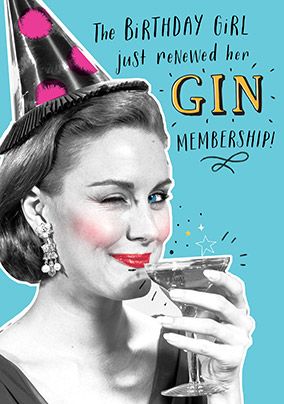 Gin Membership Birthday Card