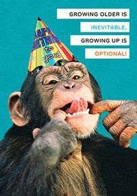 Growing Up Monkey Birthday Card
