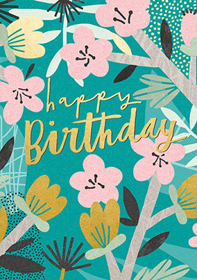 Happy Birthday Cherry Blossom Card | Funky Pigeon