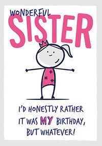 Tap to view Wonderful Sister fun personalised Birthday Card