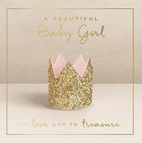 New Baby Girl Golden Crown Card