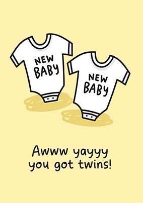 Yay You Got Twins New Baby Card
