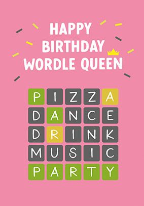 Word Queen Birthday Card